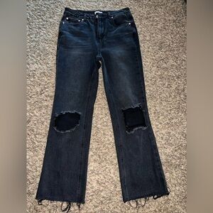 Avec Les Filles Black Distressed Mom Jeans High Rise